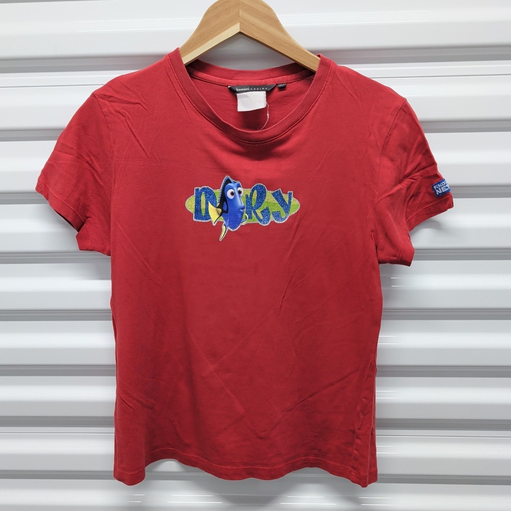 Bossini Finding Nemo Dory Size L Womens Red Glitter Graphic T-Shirt Short Sleeve
